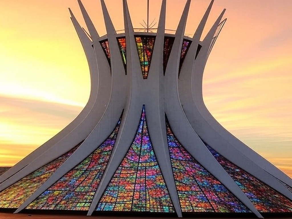 Catedral de Brasília iluminada ao entardecer, simbolizando esperança e renovação no fim do Ano Jubilar da Arquidiocese.