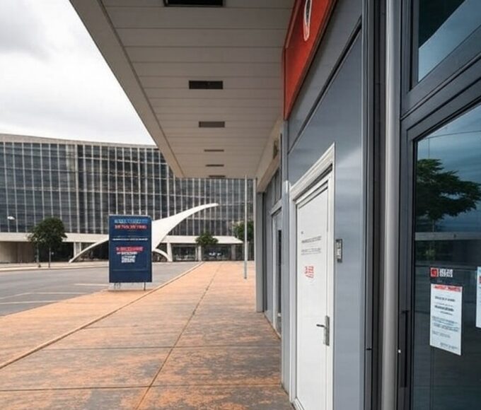 Agência da Caesb fechada em Brasília durante feriado de Ano Novo, deixando consumidores sem atendimento presencial.
