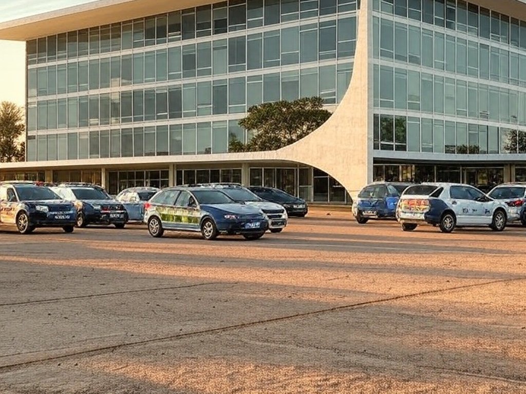 Edifício do STF em Brasília com viaturas da Polícia Federal, representando depoimentos sobre fraudes na venda do Banco Master ao BRB.
