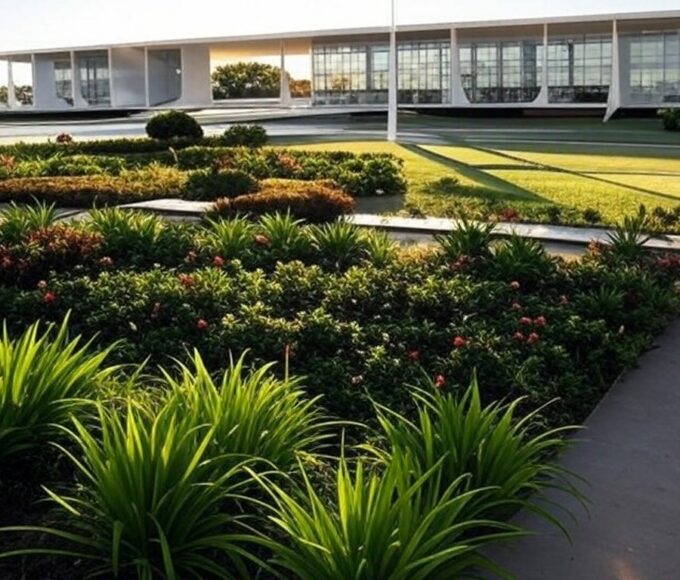 Vista panorâmica do Palácio do Planalto em Brasília com bandeira brasileira, simbolizando feriados nacionais de 2026 divulgados pelo governo federal.