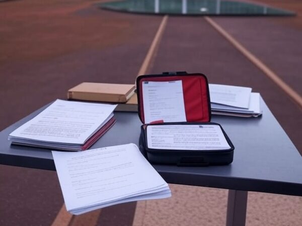 Edifício da CLDF em Brasília com documentos de lei e kit de primeiros socorros, simbolizando aprovação de lei que agrava desigualdades em concursos no DF.