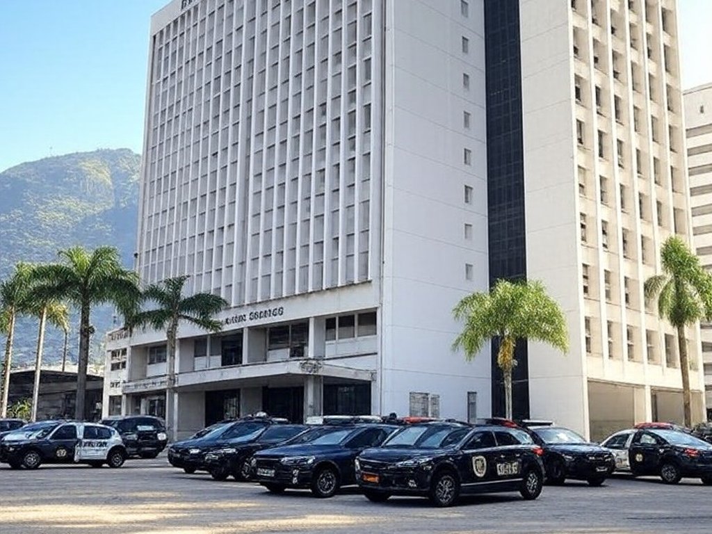 Edifício da Polícia Federal no Rio de Janeiro com viaturas estacionadas, representando retorno de ex-deputado após perda de mandato.