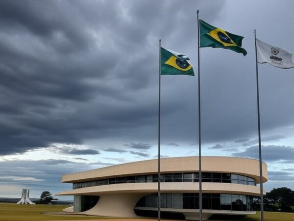 Palácio do Buriti em Brasília sob céu nublado, representando abalo político por pedidos de impeachment contra governador por suspeitas no BRB.