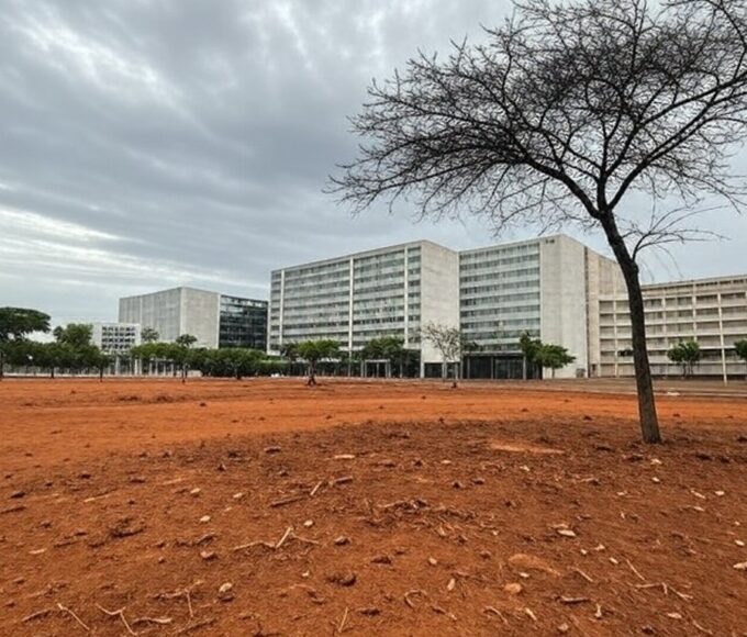 Área urbana em Brasília com arborização insuficiente, criticada por ineficácia ambiental no DF.