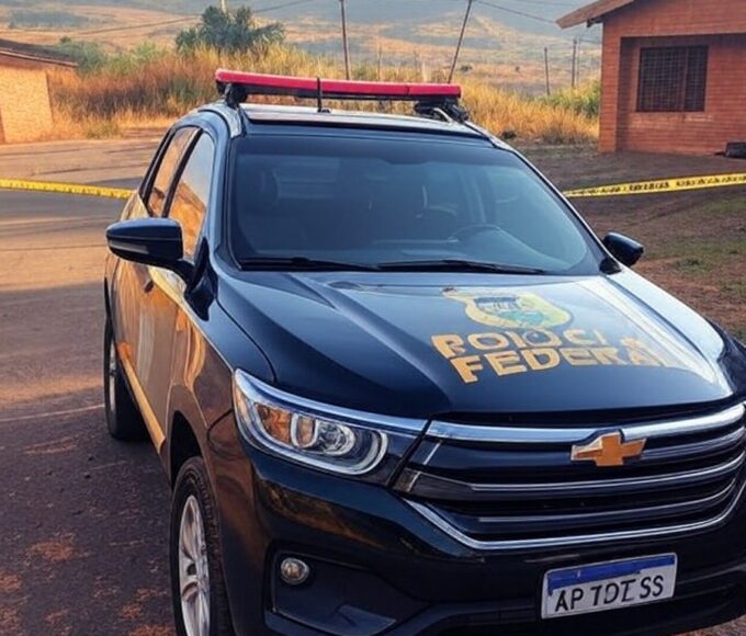 Viatura da polícia em operação contra tráfico de crack em rua de São Sebastião, DF.