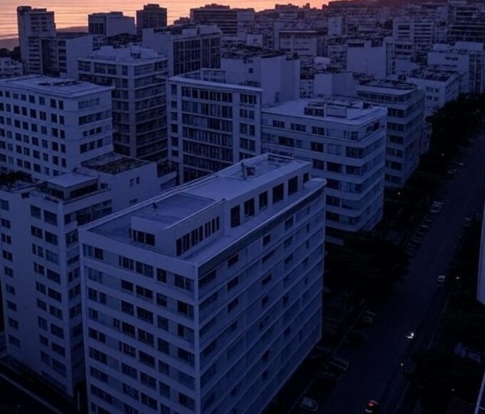 Vista panorâmica do Leblon no Rio de Janeiro, cenário icônico de novelas brasileiras.