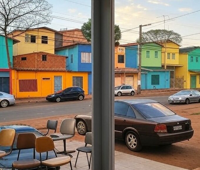 Centro comunitário em Ceilândia, DF, com setup para atividades do Projeto Viver 60+ para idosos vulneráveis.