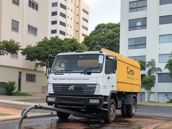 Imagem de rua na Asa Norte em Brasília com torneira seca, ilustrando interrupção de água pela Caesb e transtornos no Planalto e Senado.