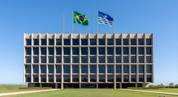 Fachada do TJDFT em Brasília durante lançamento da Semana Nacional da Justiça pela Paz em Casa contra violência à mulher.