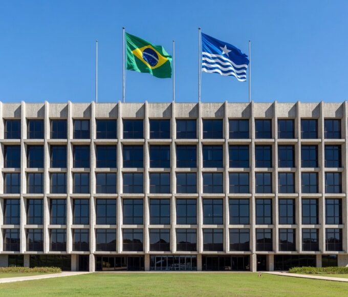 Fachada do TJDFT em Brasília durante lançamento da Semana Nacional da Justiça pela Paz em Casa contra violência à mulher.