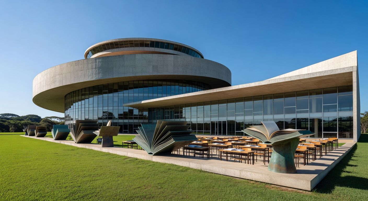 Prédio da secretaria de educação em Brasília, representando mulheres em 66% dos cargos de liderança no DF.