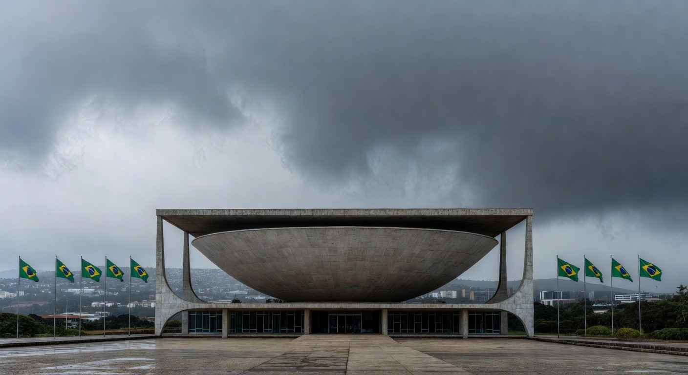 Edifício da Câmara Legislativa do DF sob céu nublado, representando críticas por promessas vazias a mulheres e idosos.