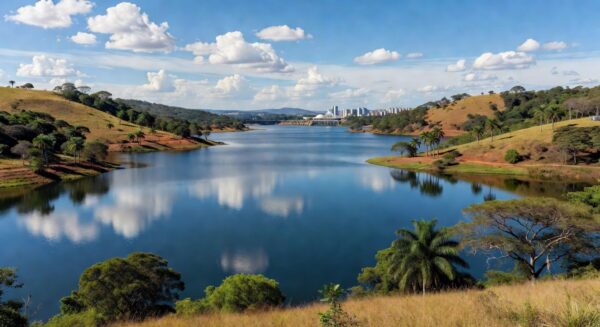 Reservatório no DF atingindo capacidade máxima com gestão sustentável da Adasa.