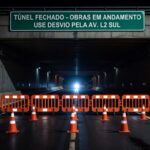 Túnel Buraco do Tatu em Brasília interditado à noite para manutenção de câmeras pelo DER-DF.