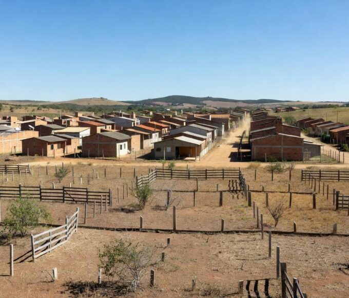 Área residencial em Planaltina com terrenos demarcados, representando regularização fundiária pelo GDF.