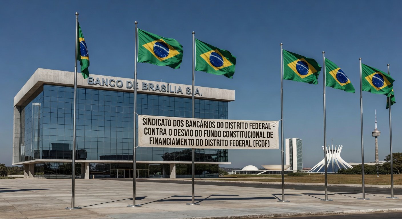 Edifício do Banco de Brasília em Brasília, simbolizando crítica ao uso do Fundo Constitucional como garantia.