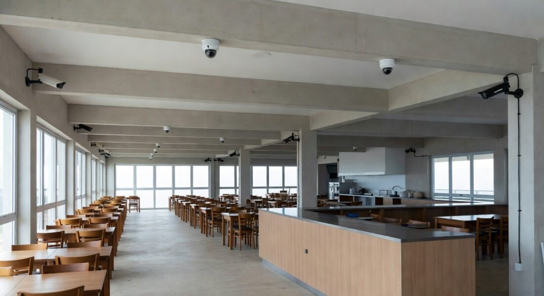 Instalação de câmeras de segurança em restaurante comunitário de Brasília para reforçar a proteção, iniciativa da Sedes-DF.