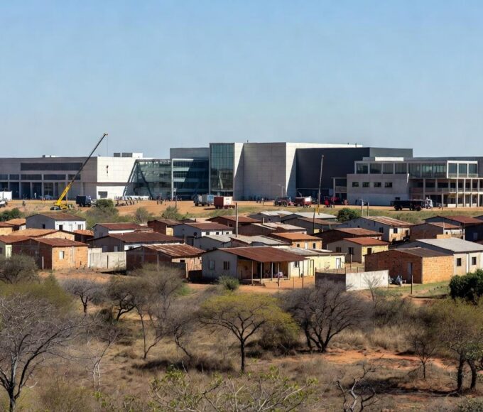 Vista de polo de cinema e assentamento no DF, representando lei de redimensionamento e regularização.