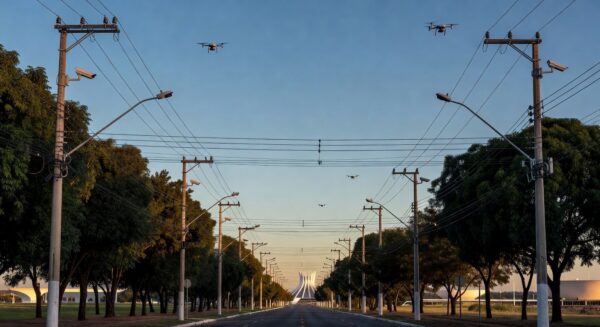 Câmeras e drones da CEB monitorando cabos elétricos em Brasília para combater furtos