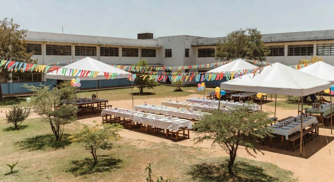 Festa da Família na Escola Classe 502 no Itapoã, Brasília, com decorações no pátio escolar