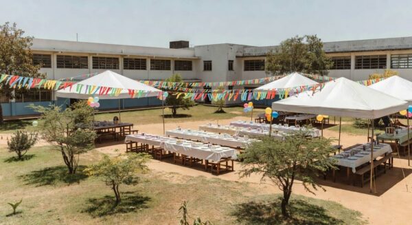 Festa da Família na Escola Classe 502 no Itapoã, Brasília, com decorações no pátio escolar