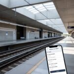 Estação do Metrô-DF com smartphone mostrando app para registrar objetos perdidos
