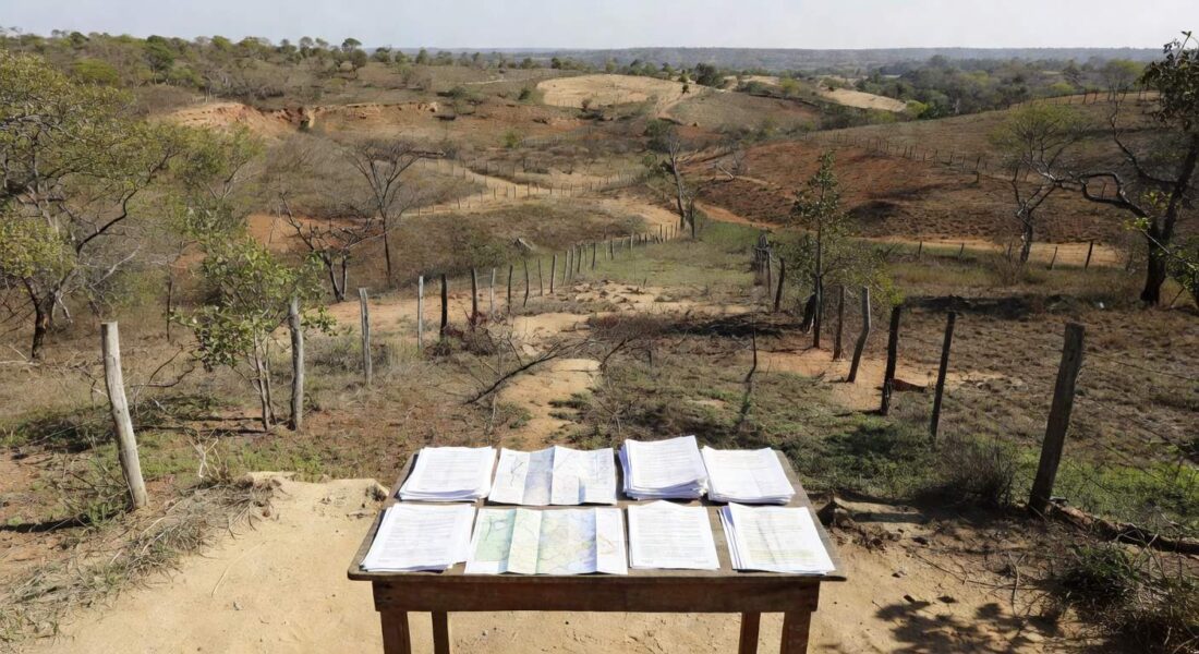 Terrenos rurais em Sobradinho com documentos de regularização fundiária, representando burocracia e custos excessivos