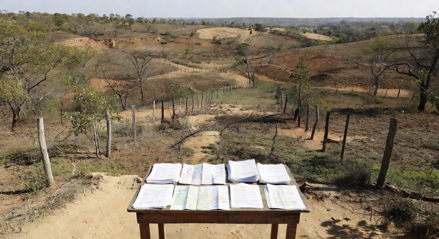 Terrenos rurais em Sobradinho com documentos de regularização fundiária, representando burocracia e custos excessivos