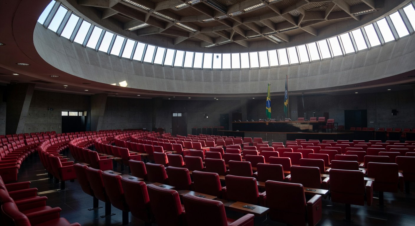 Interior do plenário da Câmara Legislativa do DF em Brasília representando aprovação de piso salarial para tradutores de Libras
