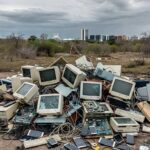 Pilha de lixo eletrônico em área degradada do Distrito Federal agravando crise ambiental