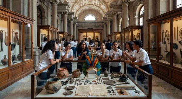 Estudantes da rede pública do DF visitam exposições no Museu Nacional sobre pertencimento cultural