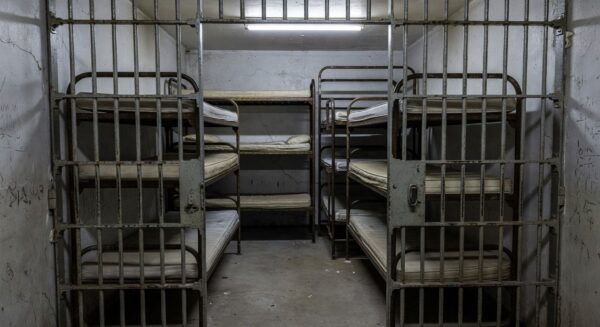 Cela superlotada em presídio do Distrito Federal evidenciando violações no sistema prisional
