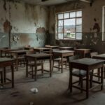 Sala de aula vazia simbolizando fracasso da educação de jovens e adultos
