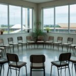 Sala de reuniões em centro de saúde do DF para grupos de apoio contra o tabagismo