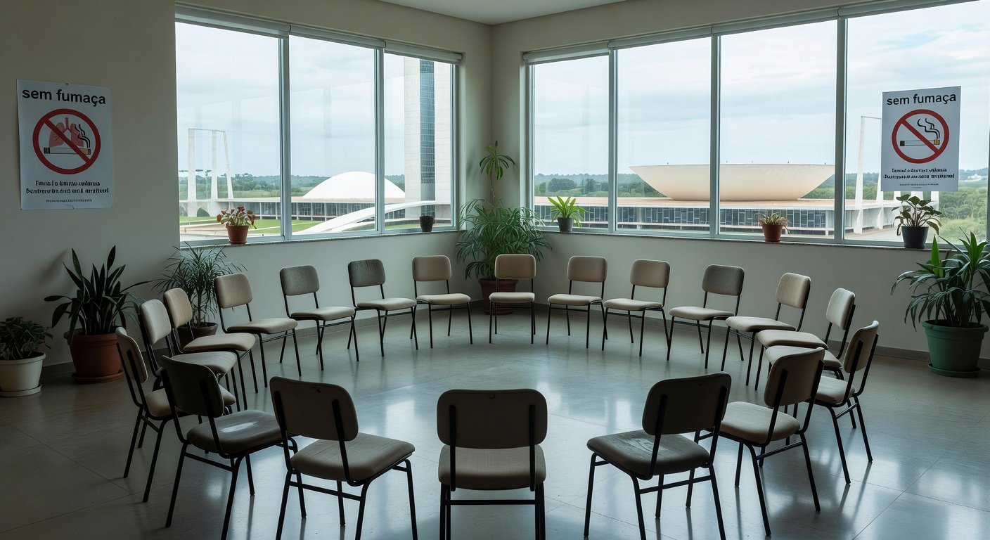 Sala de reuniões em centro de saúde do DF para grupos de apoio contra o tabagismo
