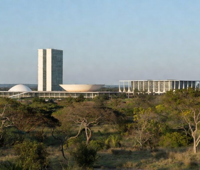 Horizonte de Brasília com Congresso Nacional, representando baixa taxa de homicídios no DF
