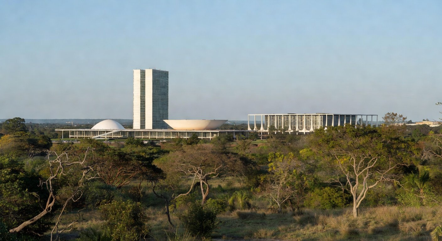 Horizonte de Brasília com Congresso Nacional, representando baixa taxa de homicídios no DF