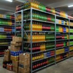 Interior de distribuidora de bebidas no DF com prateleiras cheias