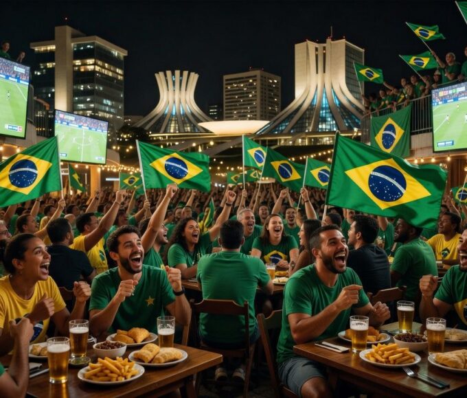 Bares em Brasília lotados para estreia do Brasil na Copa 2026