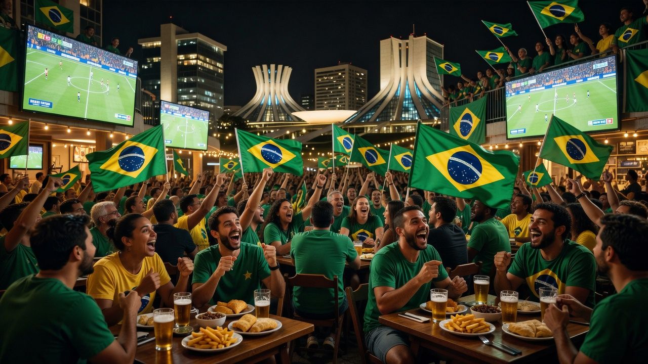 Bares em Brasília lotados para estreia do Brasil na Copa 2026