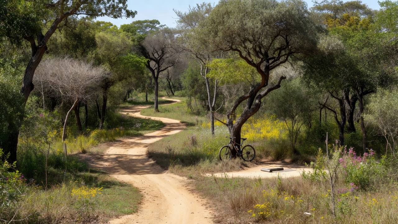 Trilhas na Floresta Nacional de Brasília para ciclismo e yoga