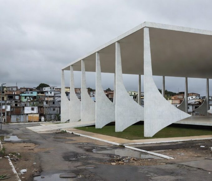 Câmara Legislativa do DF com vista do bairro Estrutural em Brasília
