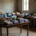 Posto de saúde e distribuição de alimentos no DF representando ajuda contra fome e falhas do Estado