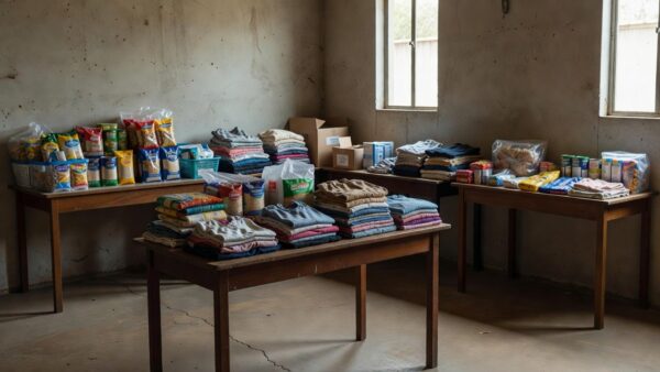 Posto de saúde e distribuição de alimentos no DF representando ajuda contra fome e falhas do Estado
