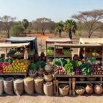Feira do Trabalho e do Campo no DF com produtos agrícolas expostos