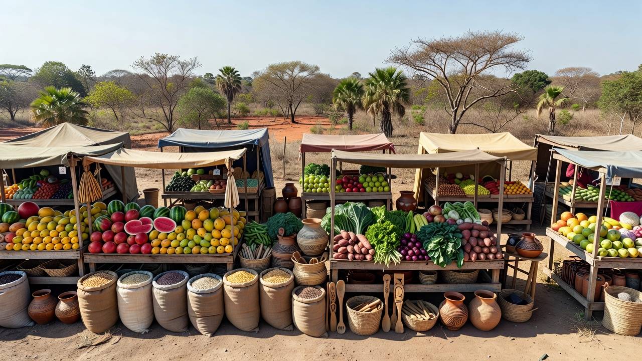 Feira do Trabalho e do Campo no DF com produtos agrícolas expostos