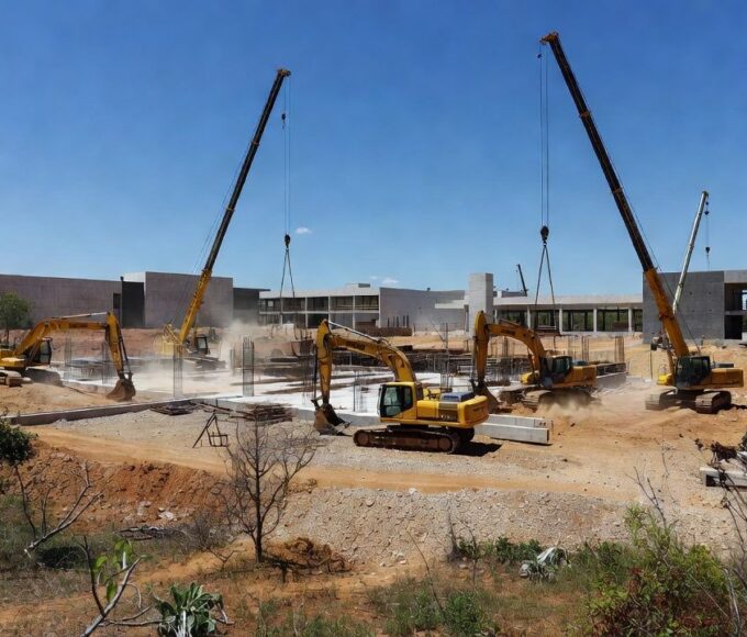 Canteiro de obras da construção do Hospital Regional de São Sebastião no DF