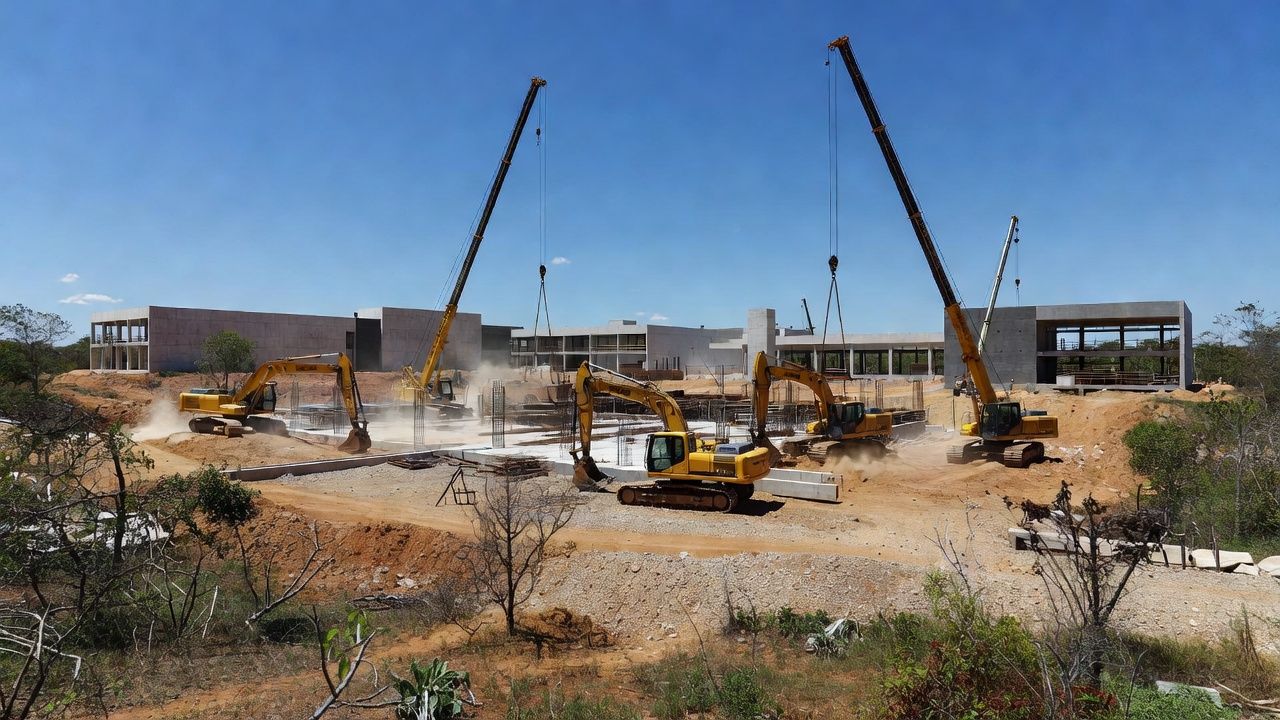 Canteiro de obras da construção do Hospital Regional de São Sebastião no DF
