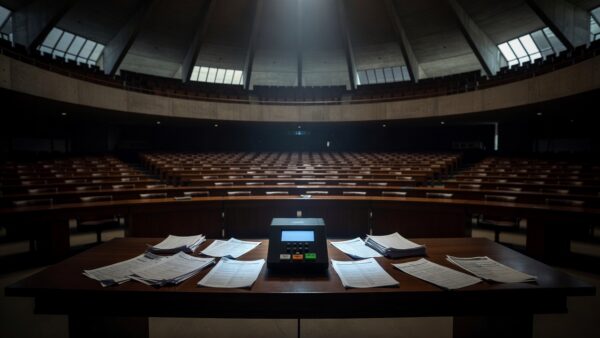 Plenário da CLDF com urnas eletrônicas e documentos eleitorais