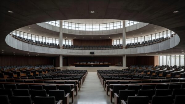 Plenário vazio da Câmara Legislativa do DF simbolizando promessas